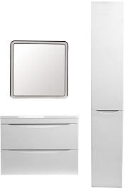 Style Line Тумба с раковиной Бергамо Мини 70 подвесная белая Люкс антискрейтч Plus – фотография-13